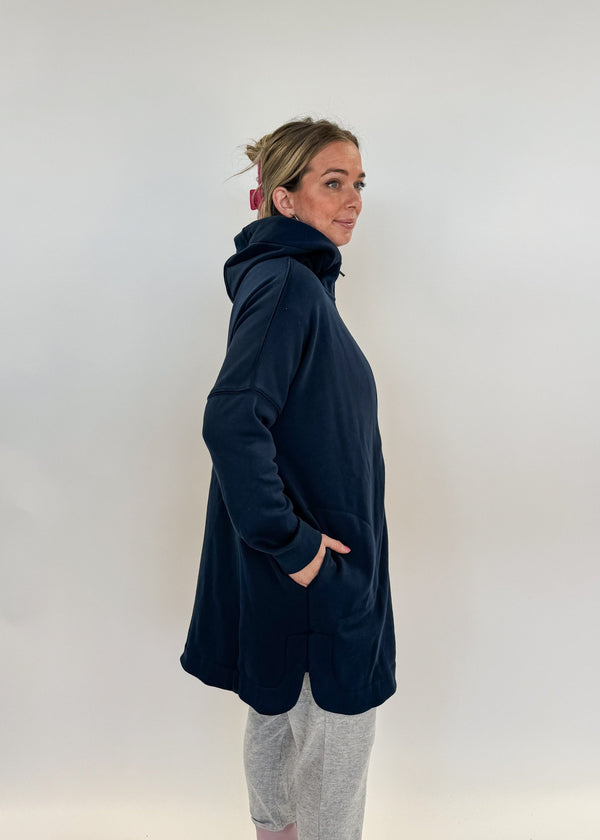 Long Hoodie Zip Up Navy scarlette ellie