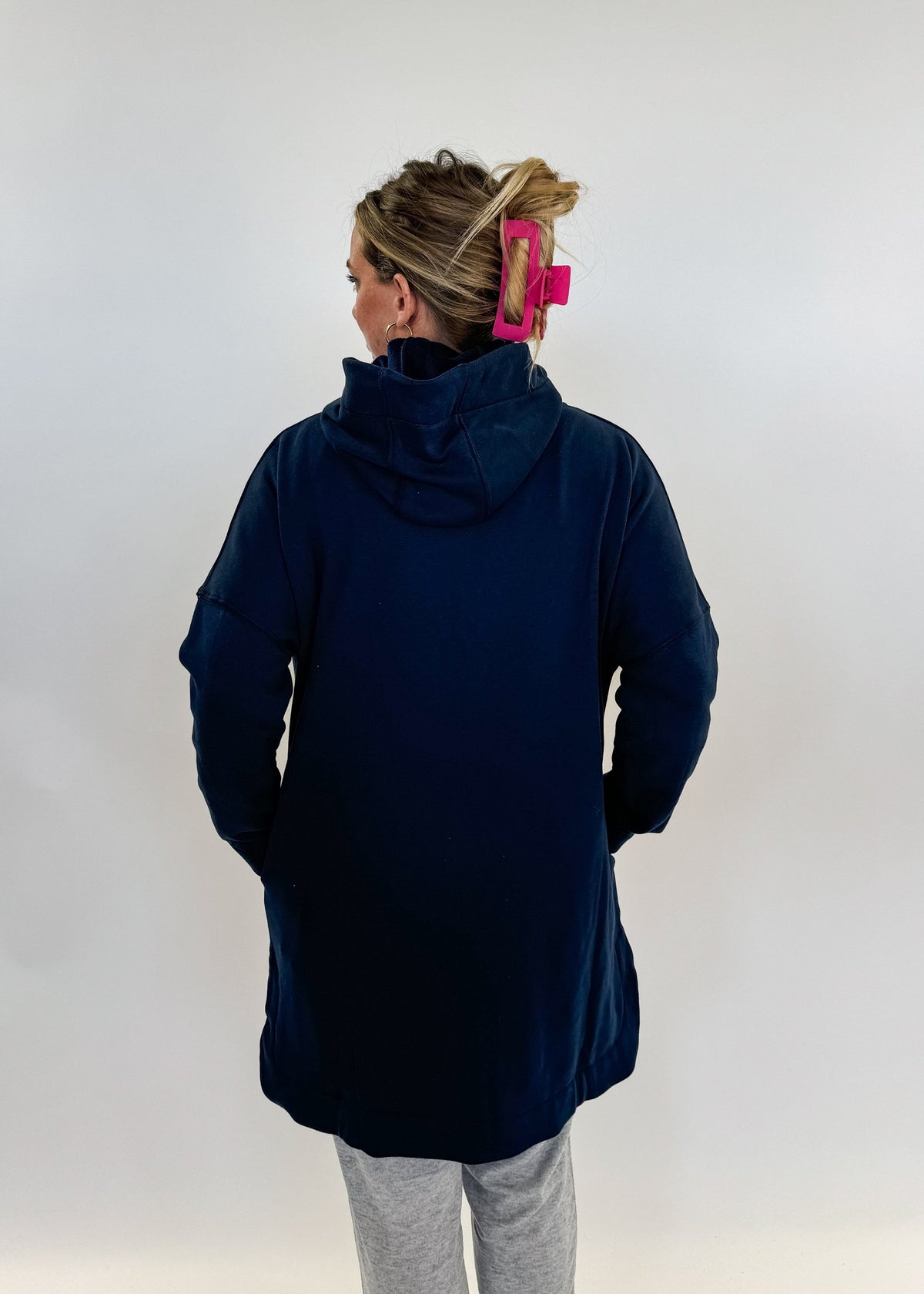 Long Hoodie Zip Up Navy scarlette ellie