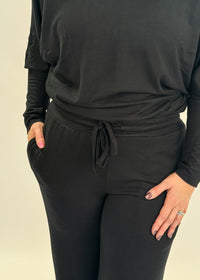 Lounge Set Dolman Top/Wide Leg Pant Black scarlette ellie