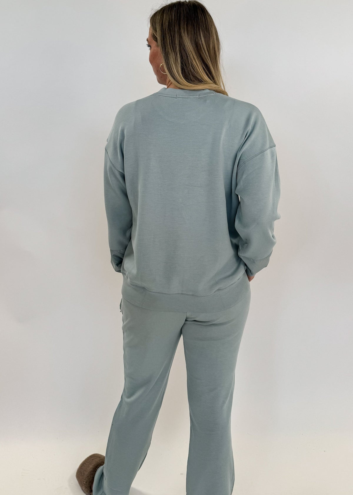 Lounge Set Top/High Waist Pant Smoke Blue scarlette ellie