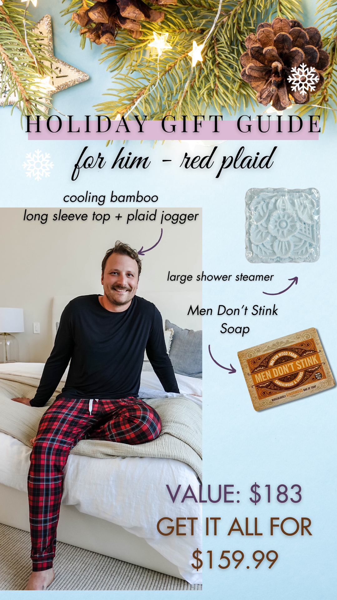 Men's Red Plaid PJ Gift Set (SM-3XL)