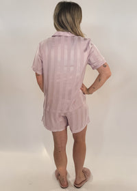 PJ Button Up Short Set Satin pearlle