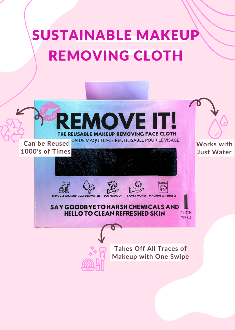 Remove It Make Up Cloth Single Black